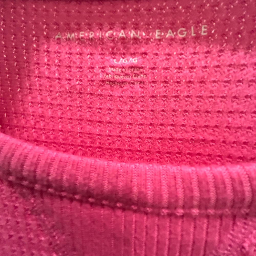 American Eagle Outfitters Hot Pink Waffle Knit Long Sleeve